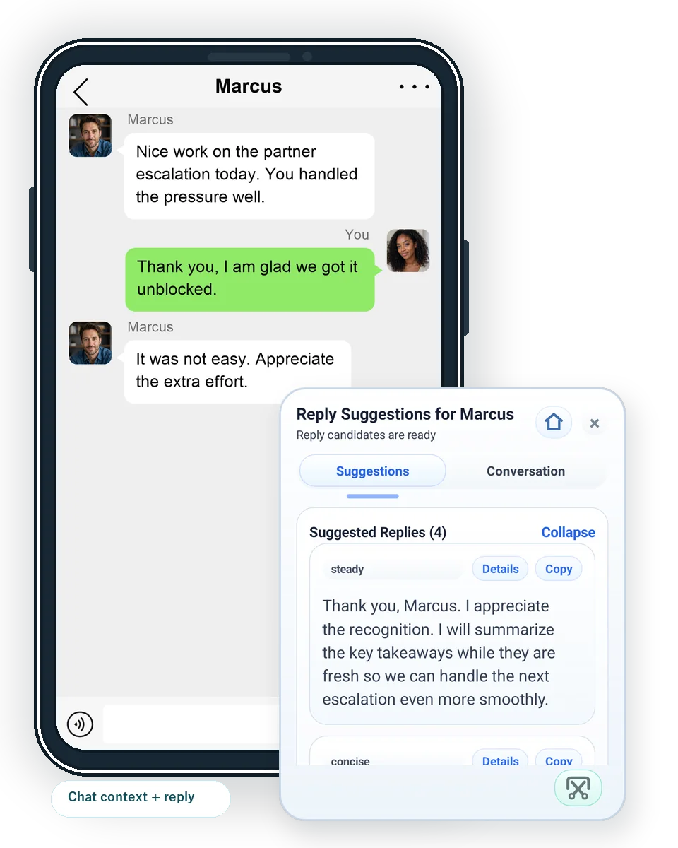 SayPilot sample reply over a manager praise chat